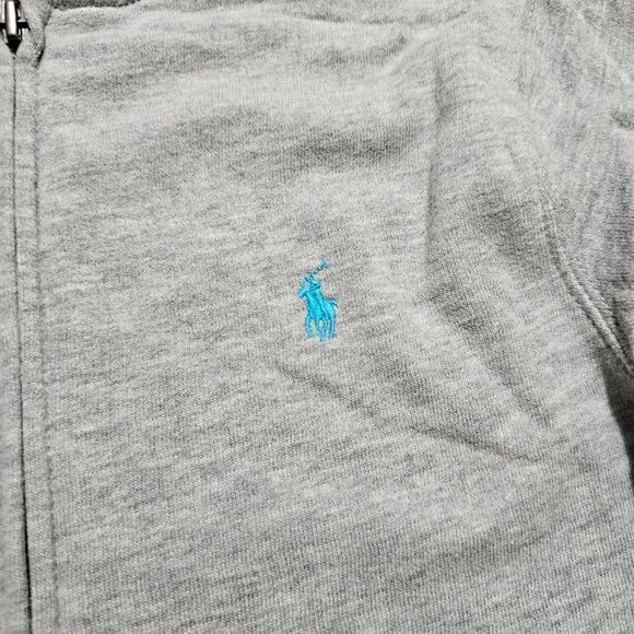 Polo Ralph Lauren Pony Logo Fleece Hoodie Jacket Full Zip S Unisex Grey Blue New - Picture 3 of 7